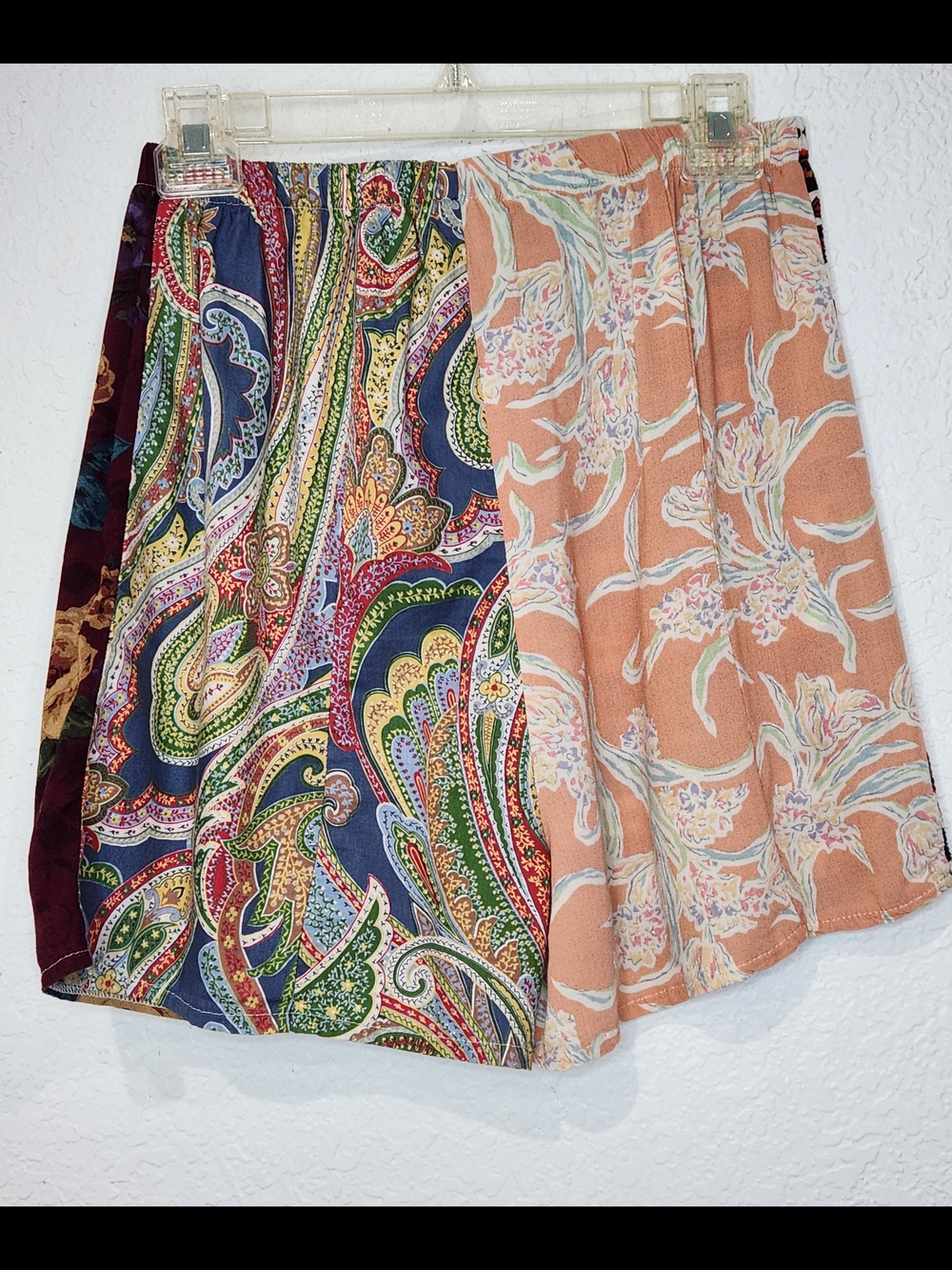 VTG Pavement Patchwork Paisley & Peach Floral Shorts